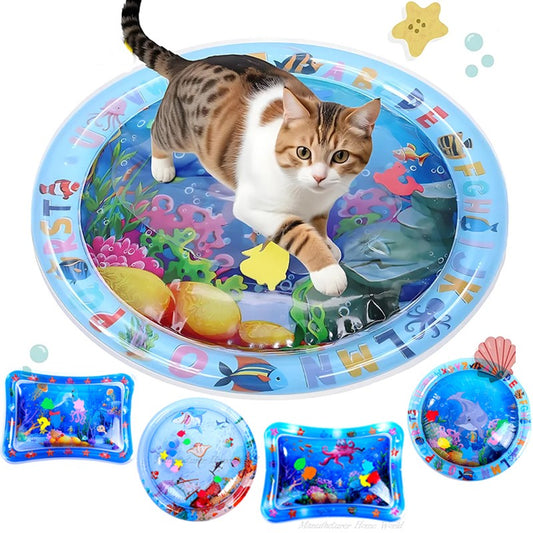 Tapete de Água Sensorial para Gatos PVC Ocean — Brinquedo Interativo Anti-Tédio