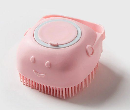 Escova Massageadora de Banho para Pet com Dispensador de Shampoo Embutido
