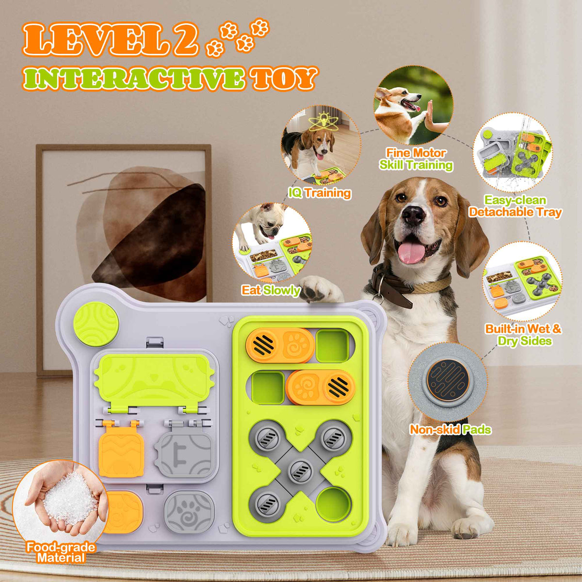 Brinquedo Quebra-Cabeça Interativo para Cães – Alimentador Dispensador de Petiscos para Treino de QI