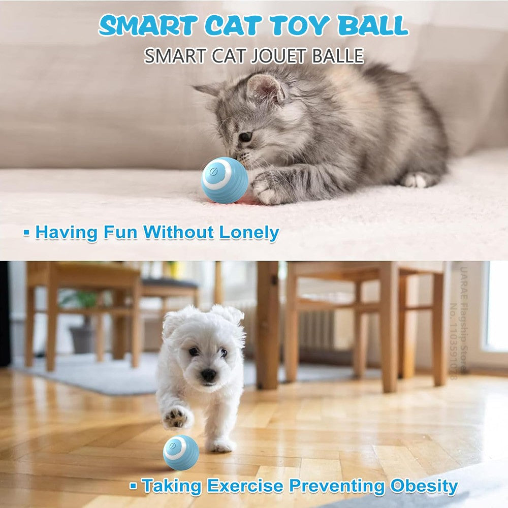 Bola Interativa Elétrica para Gatos | Brinquedo Automático Rolamento | Silicone Atóxico