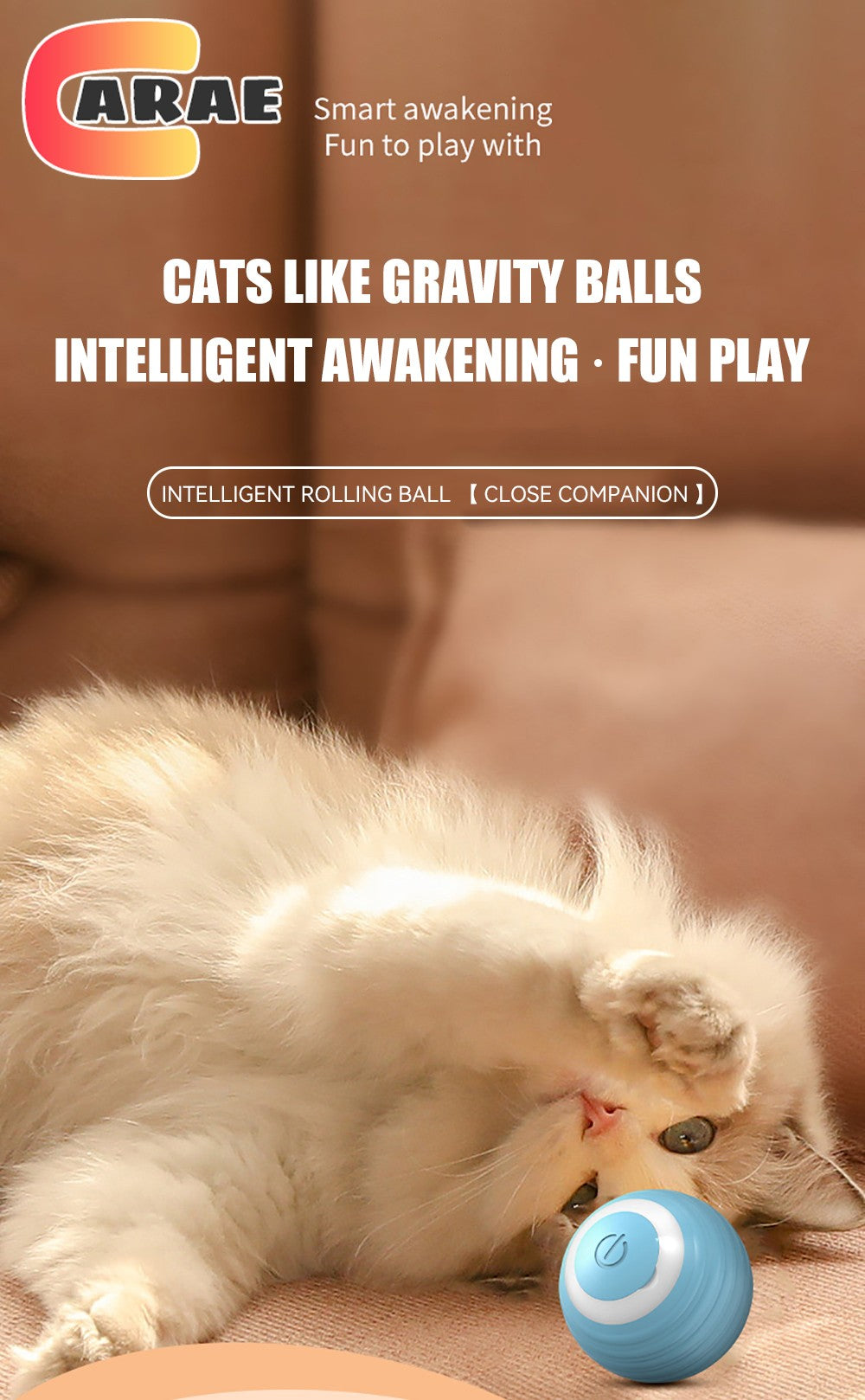 Bola Interativa Elétrica para Gatos | Brinquedo Automático Rolamento | Silicone Atóxico