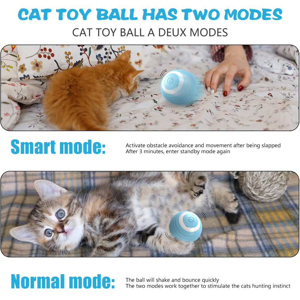 Bola Interativa Elétrica para Gatos | Brinquedo Automático Rolamento | Silicone Atóxico