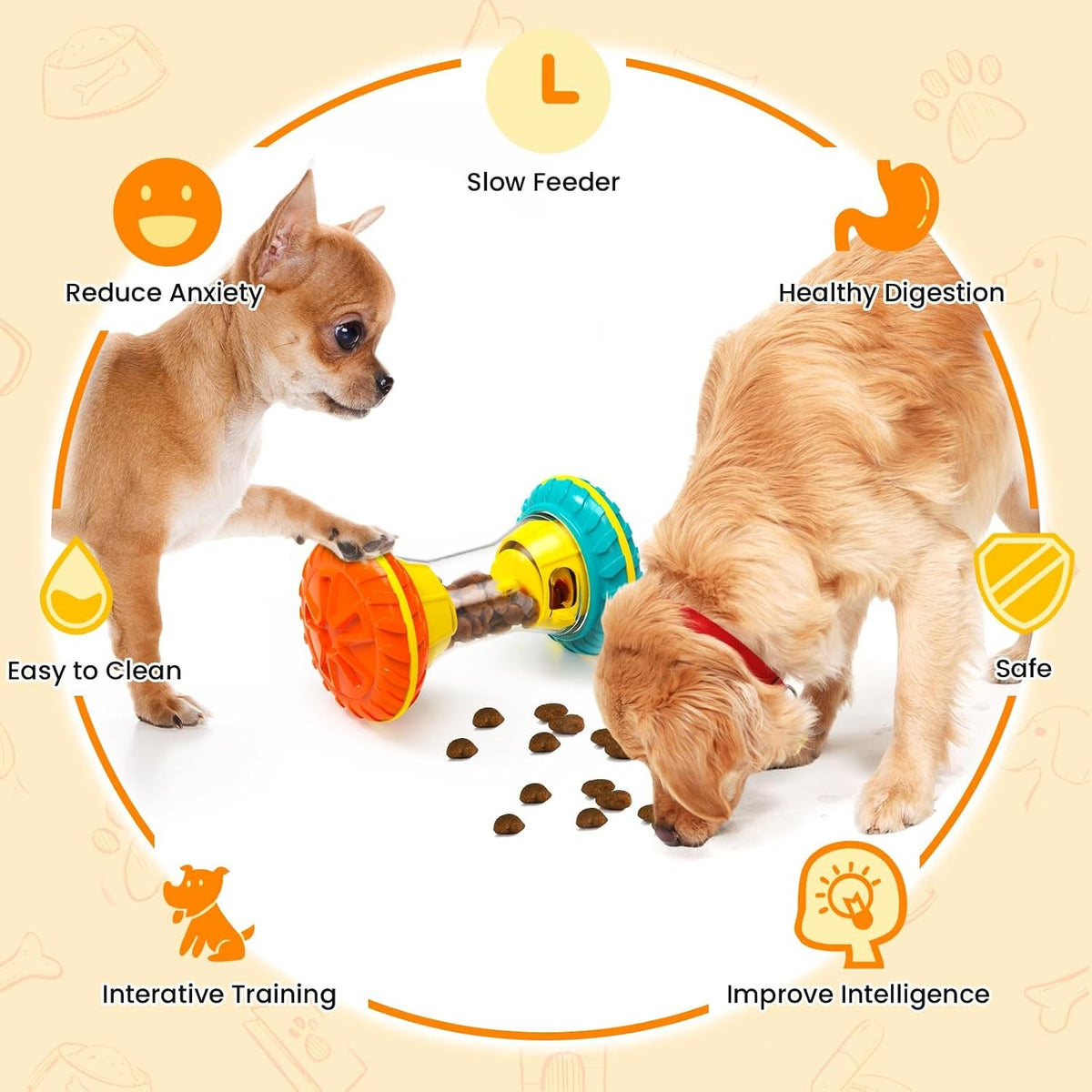 BoYoYo Brinquedo Interativo Quebra-Cabeça para Cães – Estimulação Mental Antiestresse | Amarelo, Azul e Rosa