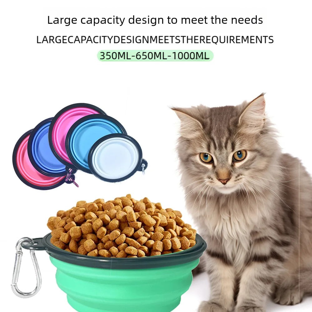 Tigela Portátil Dobrável de Silicone para Pets — Comedouro e Bebedouro de Viagem para Cães e Gatos