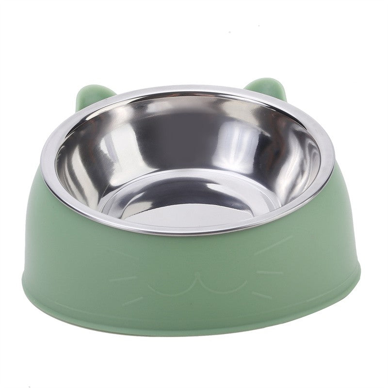 Tigela Criativa Inclinada para Gatos e Cães – Comedouro e Bebedouro de Aço Inoxidável
