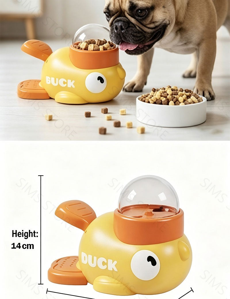 Brinquedo Antiestresse para Cães, Comedouro Interativo Automático, Design Pato Cartoon, Estímulo Mental e Petiscos