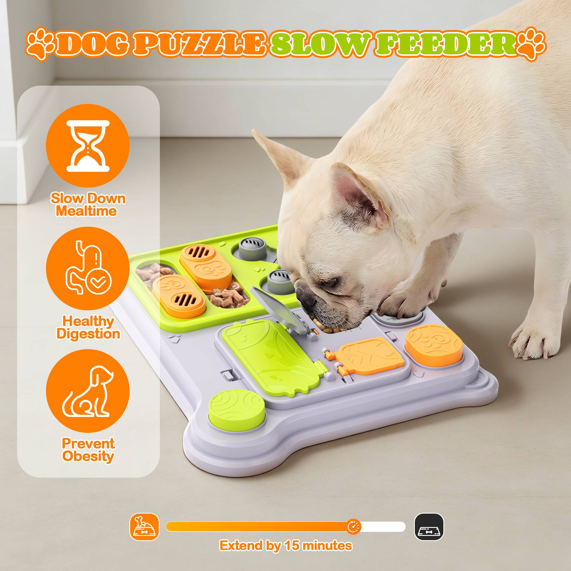 Brinquedo Quebra-Cabeça Interativo para Cães – Alimentador Dispensador de Petiscos para Treino de QI