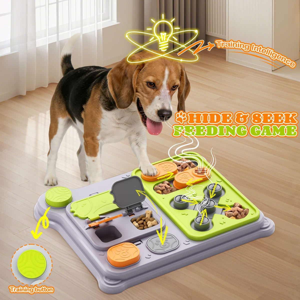 Brinquedo Quebra-Cabeça Interativo para Cães – Alimentador Dispensador de Petiscos para Treino de QI