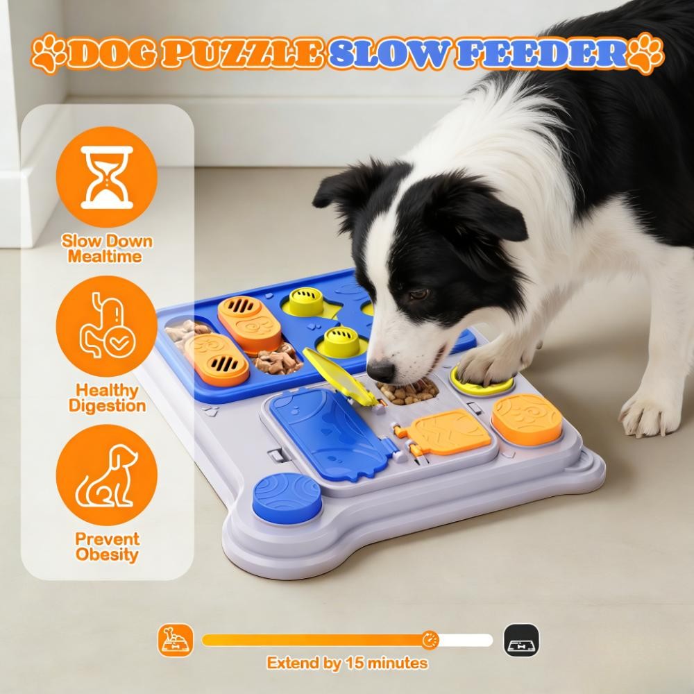 Brinquedo Quebra-Cabeça Interativo para Cães – Alimentador Dispensador de Petiscos para Treino de QI