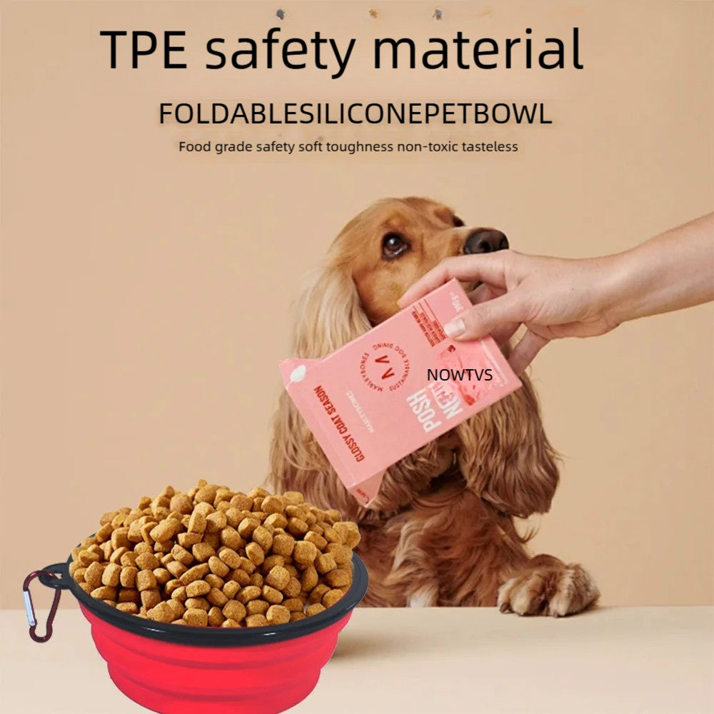 Tigela Portátil Dobrável de Silicone para Pets — Comedouro e Bebedouro de Viagem para Cães e Gatos