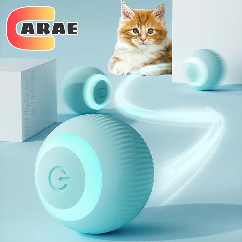 Bola Interativa Elétrica para Gatos | Brinquedo Automático Rolamento | Silicone Atóxico