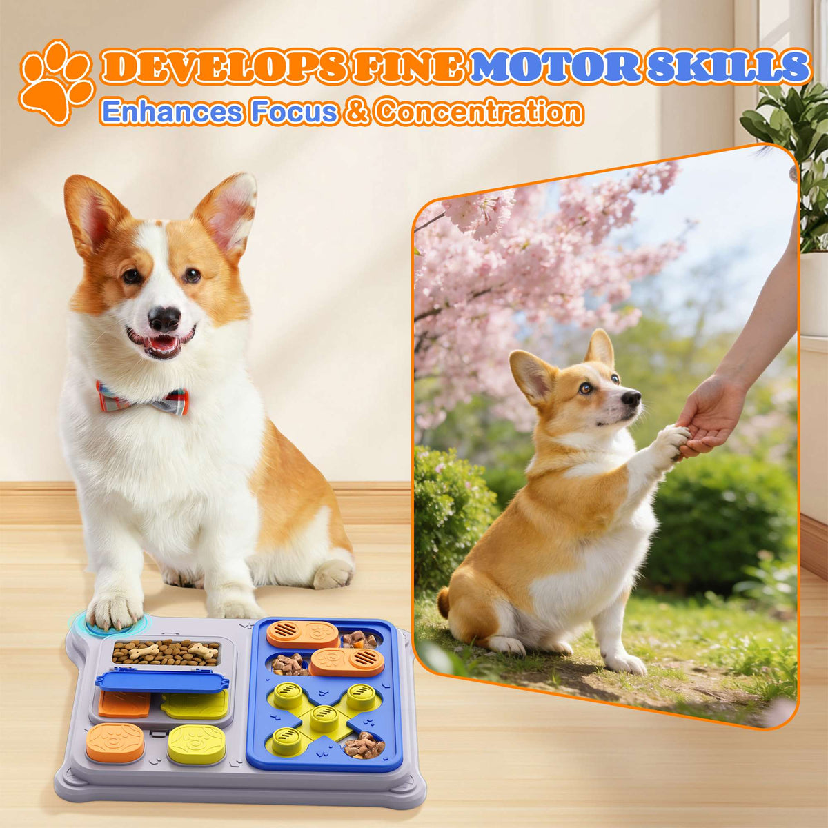 Brinquedo Quebra-Cabeça Interativo para Cães – Alimentador Dispensador de Petiscos para Treino de QI