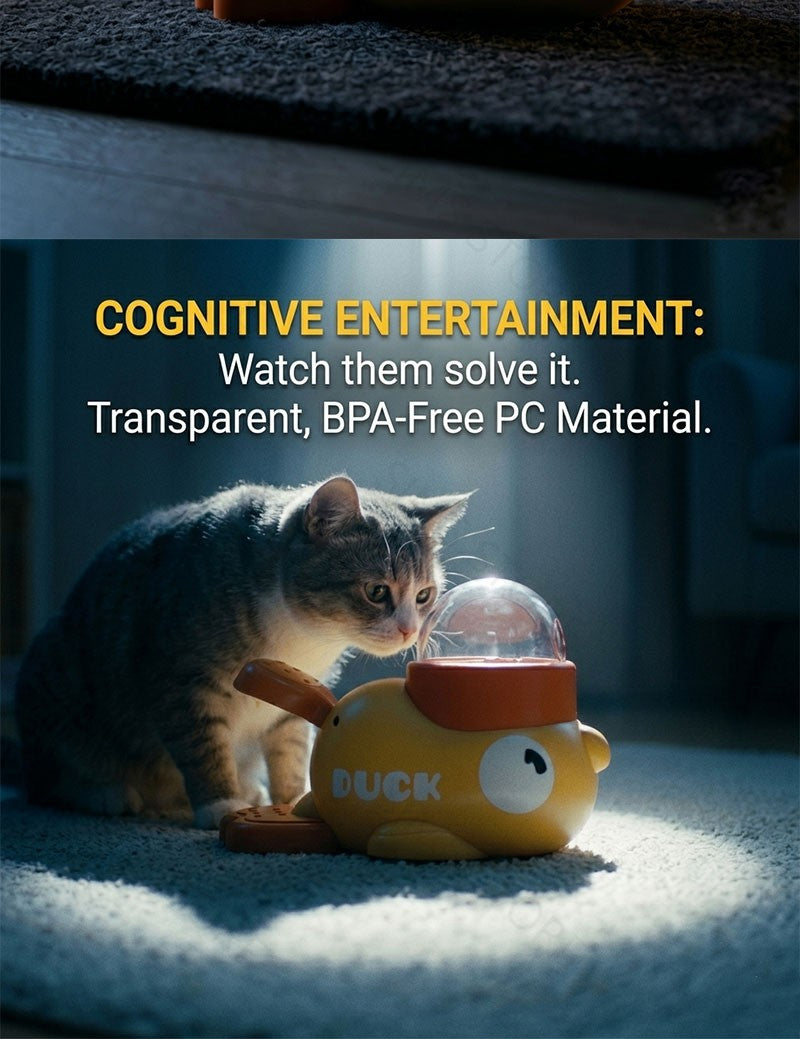 Brinquedo Antiestresse para Cães, Comedouro Interativo Automático, Design Pato Cartoon, Estímulo Mental e Petiscos