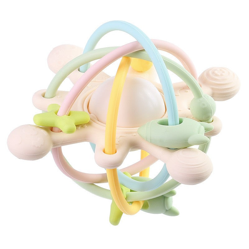 Bola Mordedor Sensorial com Chocalho e Sino — Brinquedo Montessori em Silicone para Cães e Gatos