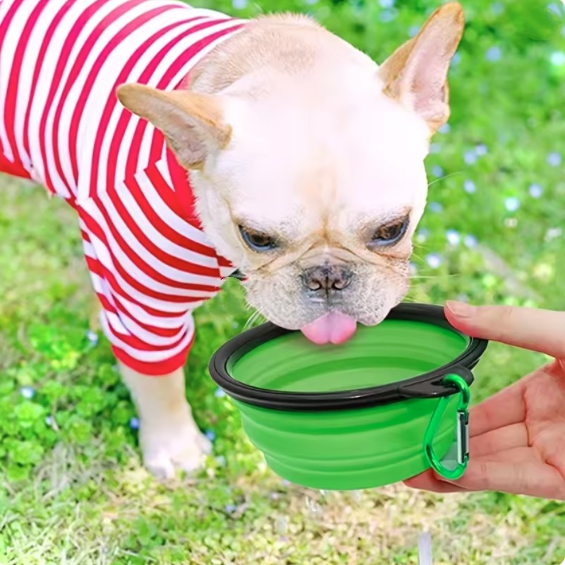 Tigela Portátil Dobrável de Silicone para Pets — Comedouro e Bebedouro de Viagem para Cães e Gatos