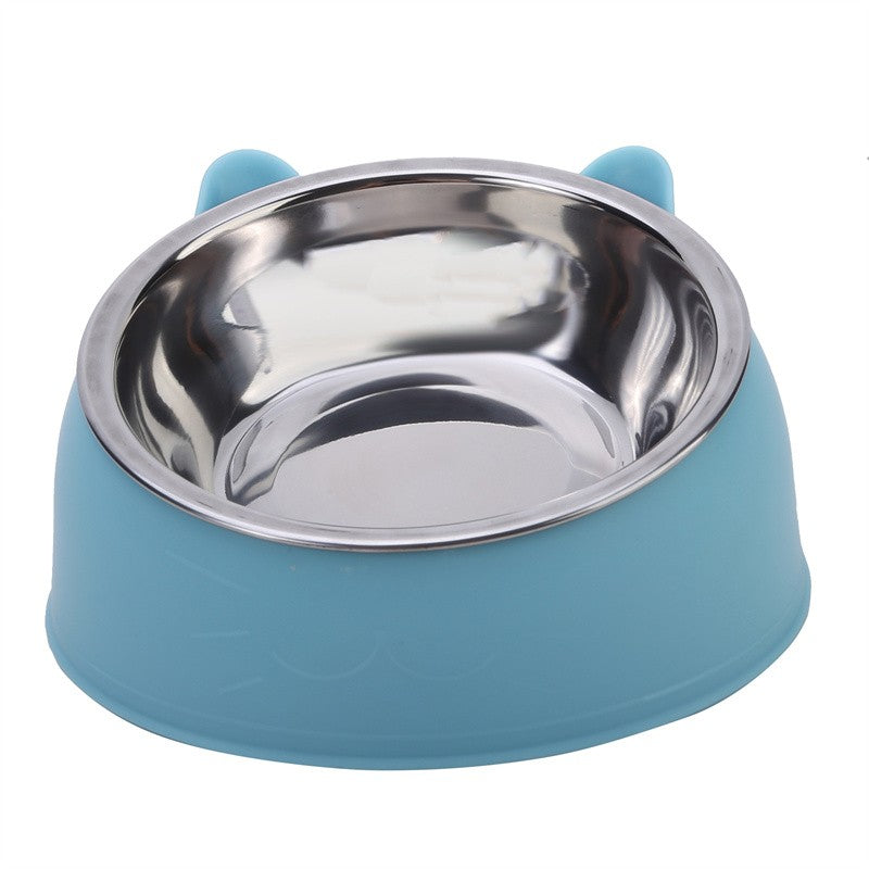 Tigela Criativa Inclinada para Gatos e Cães – Comedouro e Bebedouro de Aço Inoxidável