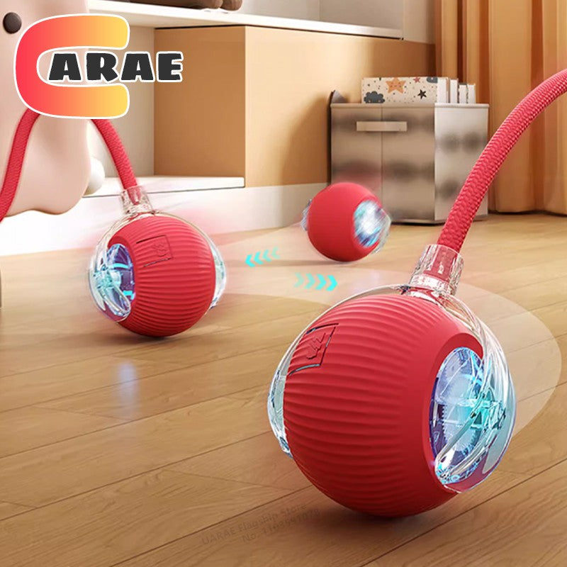 Brinquedo Interativo para Gatos com Bola Giratória Automática e Cauda de Pelúcia — Recarregável USB