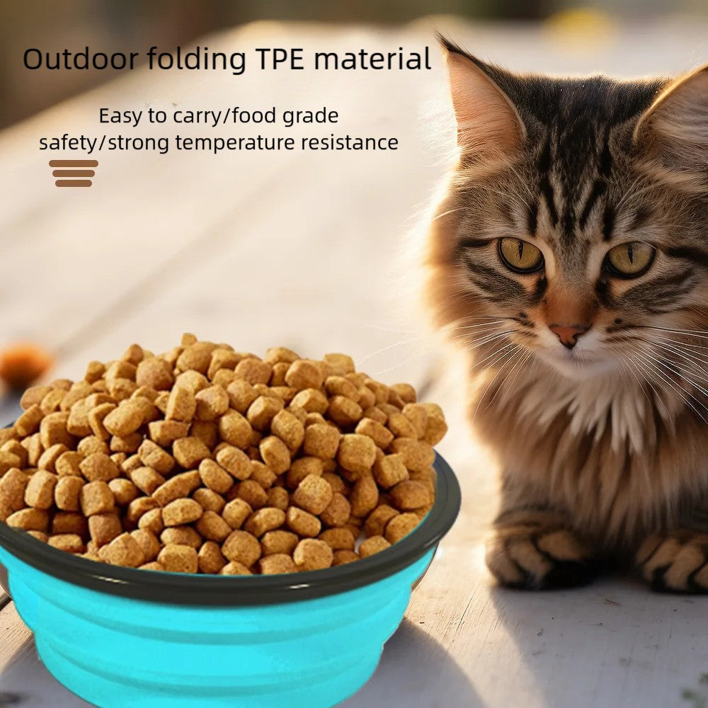 Tigela Portátil Dobrável de Silicone para Pets — Comedouro e Bebedouro de Viagem para Cães e Gatos