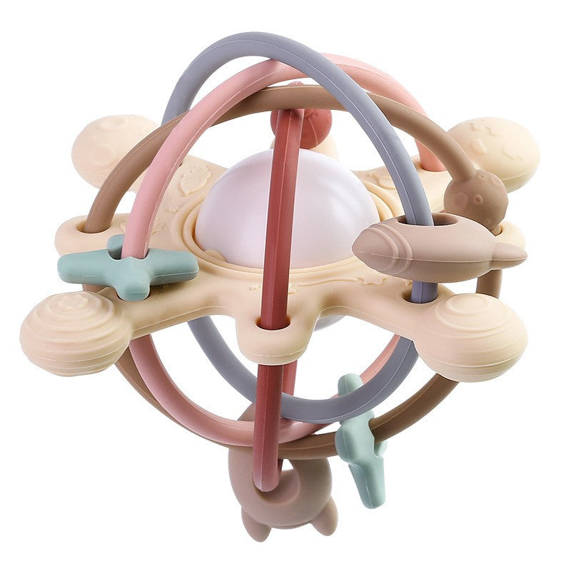 Bola Mordedor Sensorial com Chocalho e Sino — Brinquedo Montessori em Silicone para Cães e Gatos