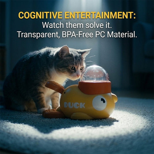 Brinquedo Antiestresse para Cães, Comedouro Interativo Automático, Design Pato Cartoon, Estímulo Mental e Petiscos