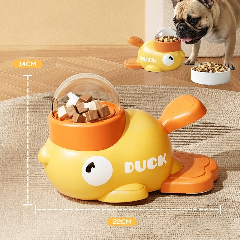 Brinquedo Antiestresse para Cães, Comedouro Interativo Automático, Design Pato Cartoon, Estímulo Mental e Petiscos