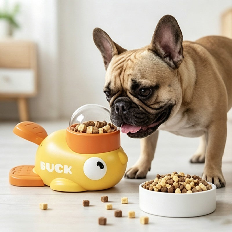 Brinquedo Antiestresse para Cães, Comedouro Interativo Automático, Design Pato Cartoon, Estímulo Mental e Petiscos
