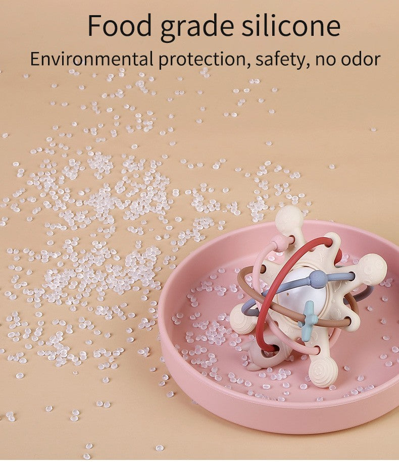 Bola Mordedor Sensorial com Chocalho e Sino — Brinquedo Montessori em Silicone para Cães e Gatos