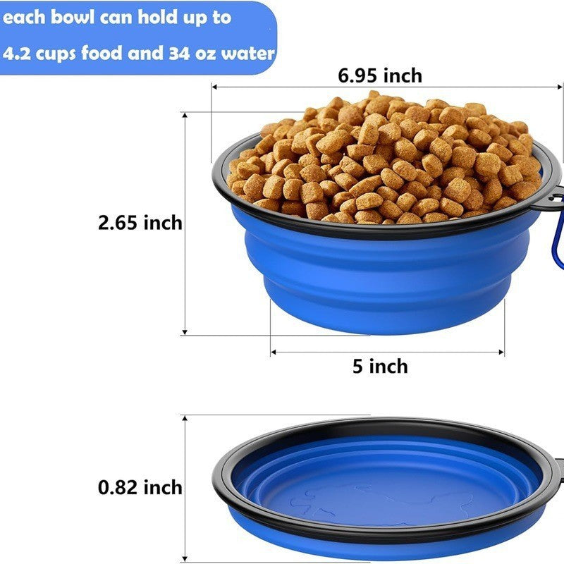 Tigela Portátil Dobrável de Silicone para Pets — Comedouro e Bebedouro de Viagem para Cães e Gatos