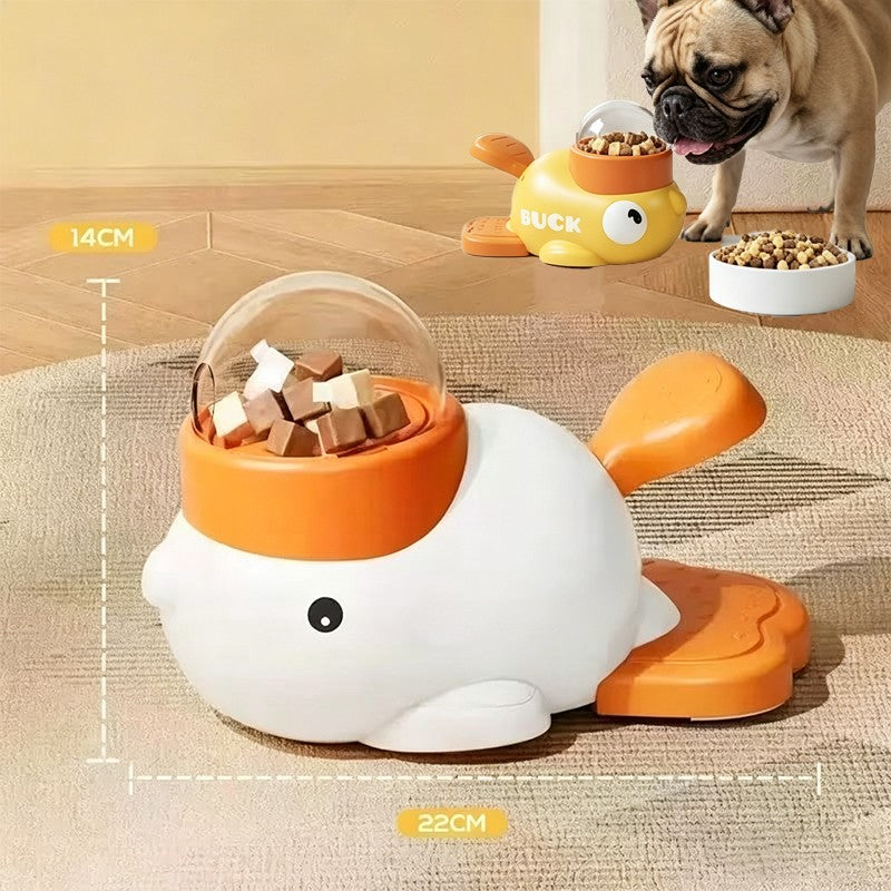 Brinquedo Antiestresse para Cães, Comedouro Interativo Automático, Design Pato Cartoon, Estímulo Mental e Petiscos