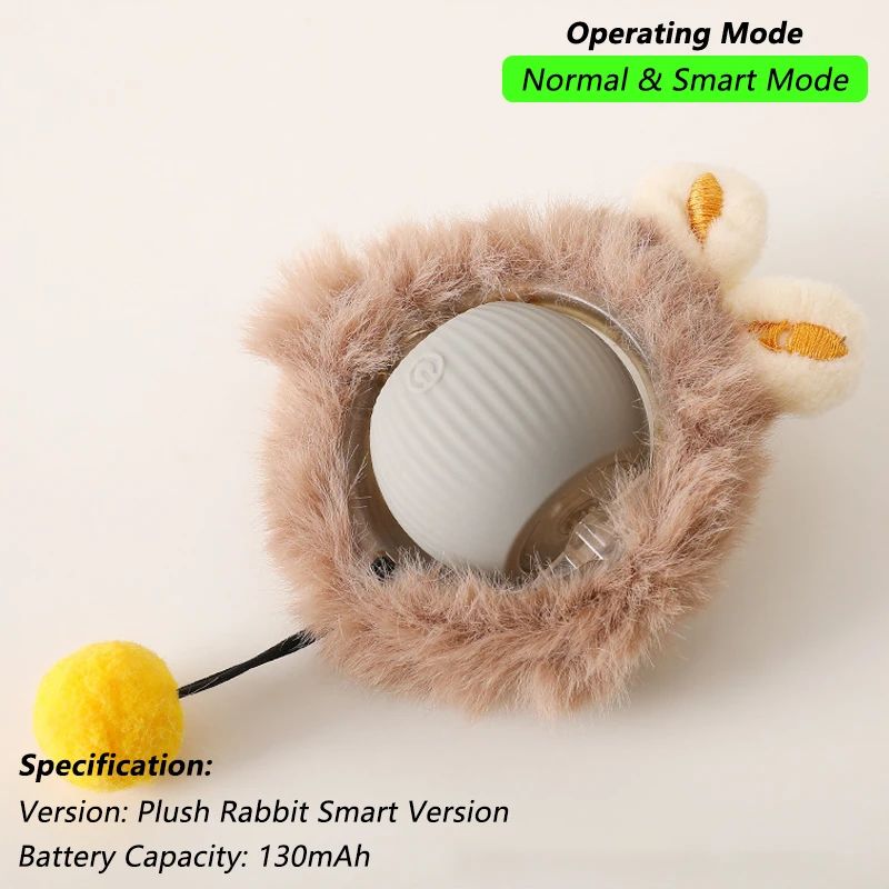 Brinquedo Interativo para Gatos com Bola Giratória Automática e Cauda de Pelúcia — Recarregável USB