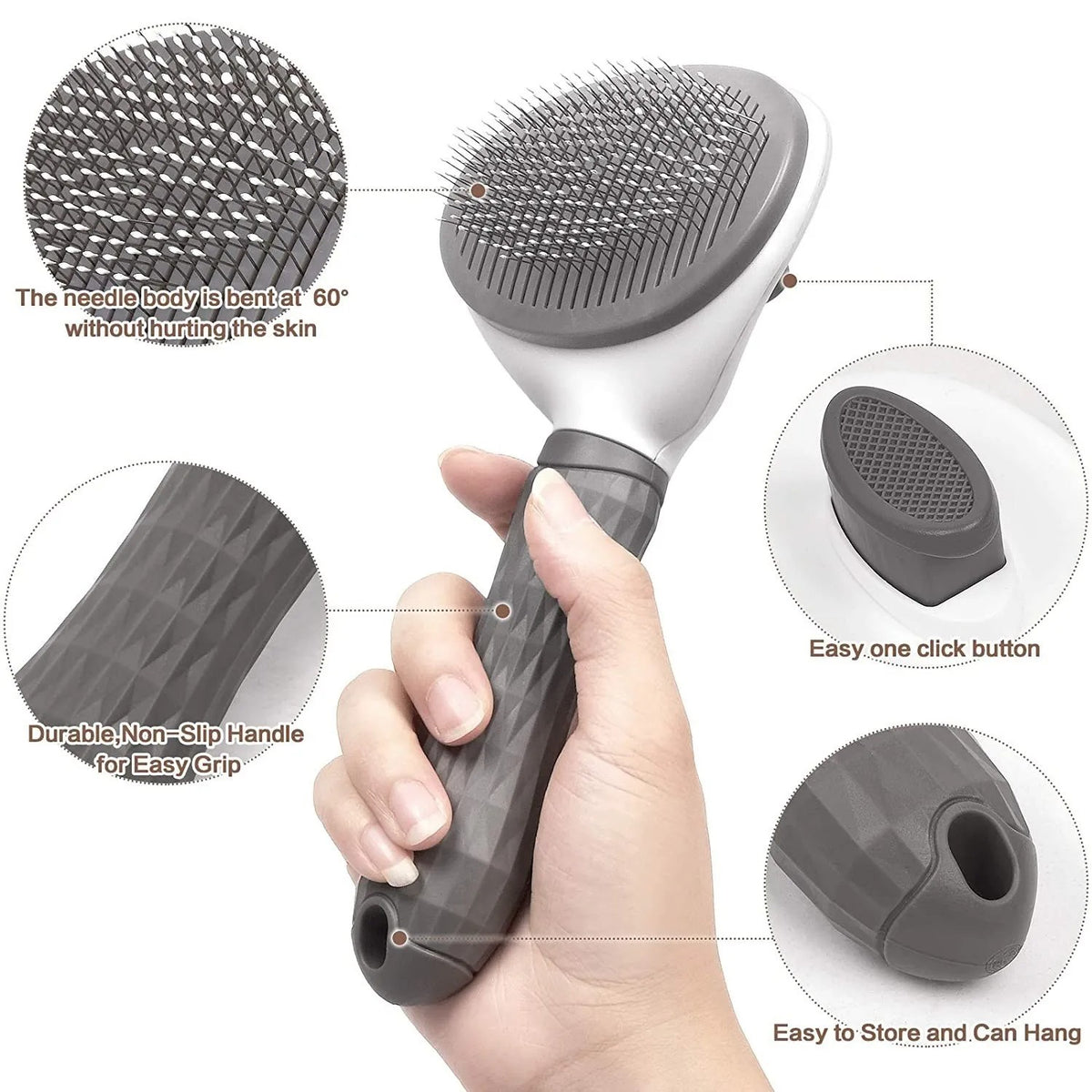 Escova Auto-Limpante para Cães e Gatos