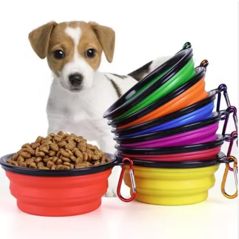 Tigela Portátil Dobrável de Silicone para Pets — Comedouro e Bebedouro de Viagem para Cães e Gatos