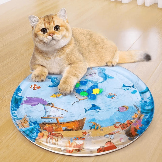 Tapete de Água Sensorial para Gatos PVC Ocean — Brinquedo Interativo Anti-Tédio