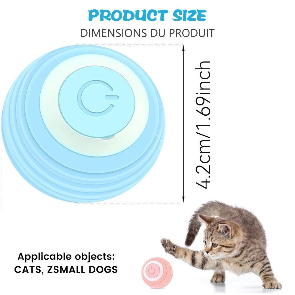 Bola Interativa Elétrica para Gatos | Brinquedo Automático Rolamento | Silicone Atóxico