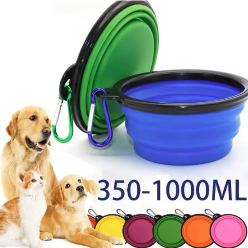 Tigela Portátil Dobrável de Silicone para Pets — Comedouro e Bebedouro de Viagem para Cães e Gatos