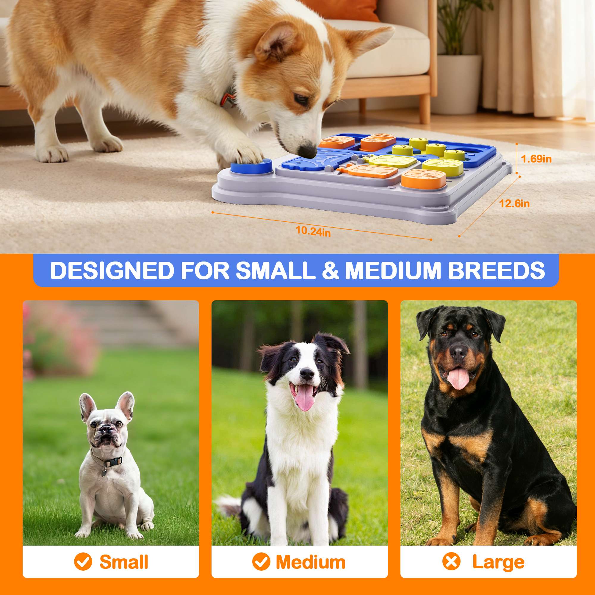 Brinquedo Quebra-Cabeça Interativo para Cães – Alimentador Dispensador de Petiscos para Treino de QI