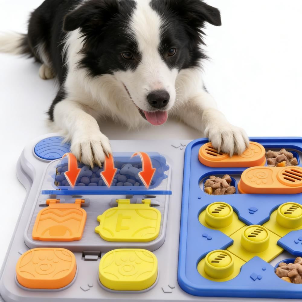 Brinquedo Quebra-Cabeça Interativo para Cães – Alimentador Dispensador de Petiscos para Treino de QI