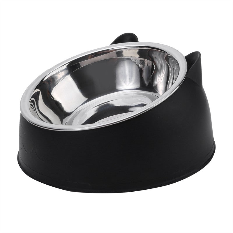 Tigela Criativa Inclinada para Gatos e Cães – Comedouro e Bebedouro de Aço Inoxidável