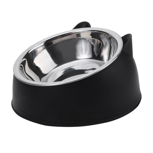 Tigela Criativa Inclinada para Gatos e Cães – Comedouro e Bebedouro de Aço Inoxidável