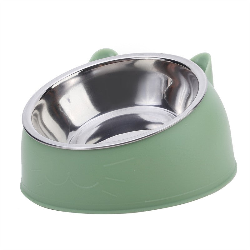 Tigela Criativa Inclinada para Gatos e Cães – Comedouro e Bebedouro de Aço Inoxidável