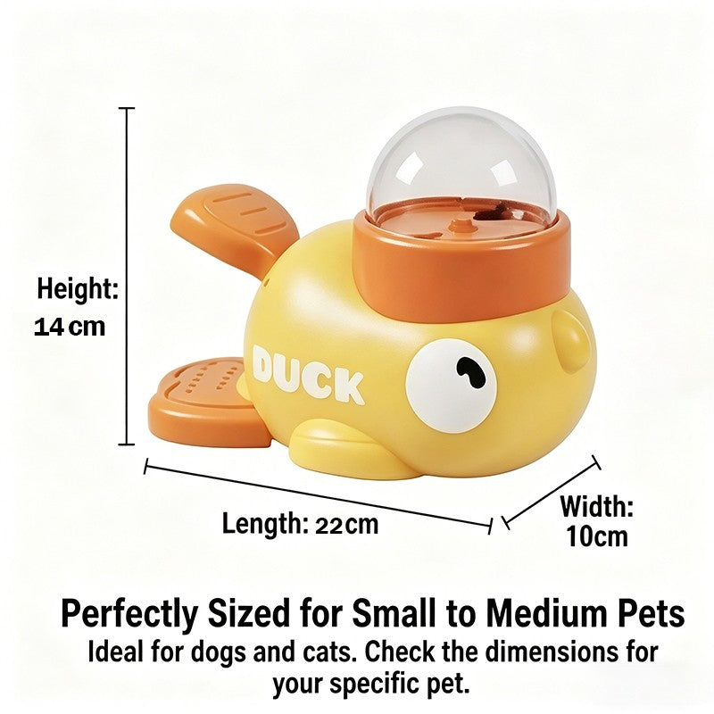 Brinquedo Antiestresse para Cães, Comedouro Interativo Automático, Design Pato Cartoon, Estímulo Mental e Petiscos
