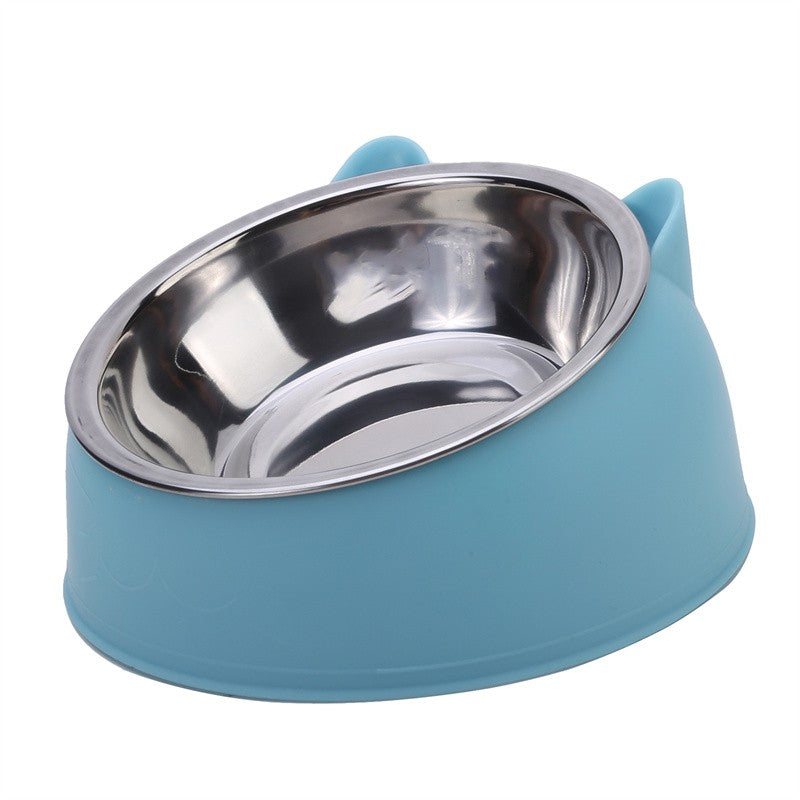 Tigela Criativa Inclinada para Gatos e Cães – Comedouro e Bebedouro de Aço Inoxidável