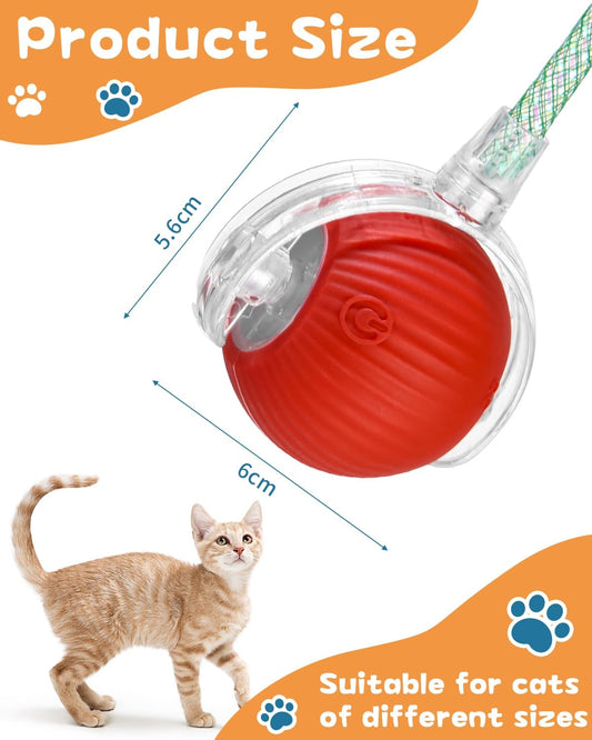 Brinquedo Interativo para Gatos com Bola Giratória Automática e Cauda de Pelúcia — Recarregável USB