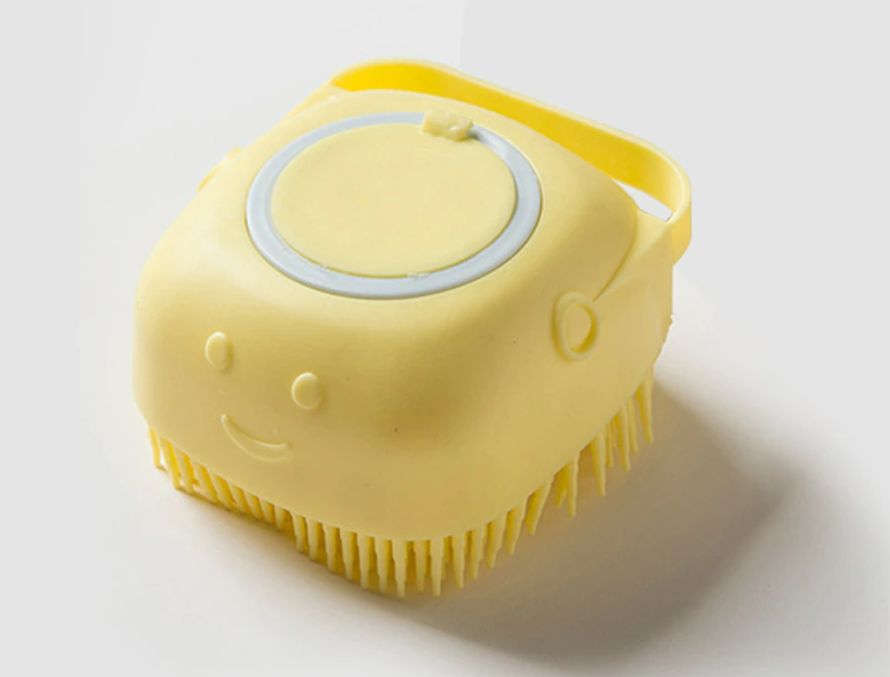 Escova Massageadora de Banho para Pet com Dispensador de Shampoo Embutido