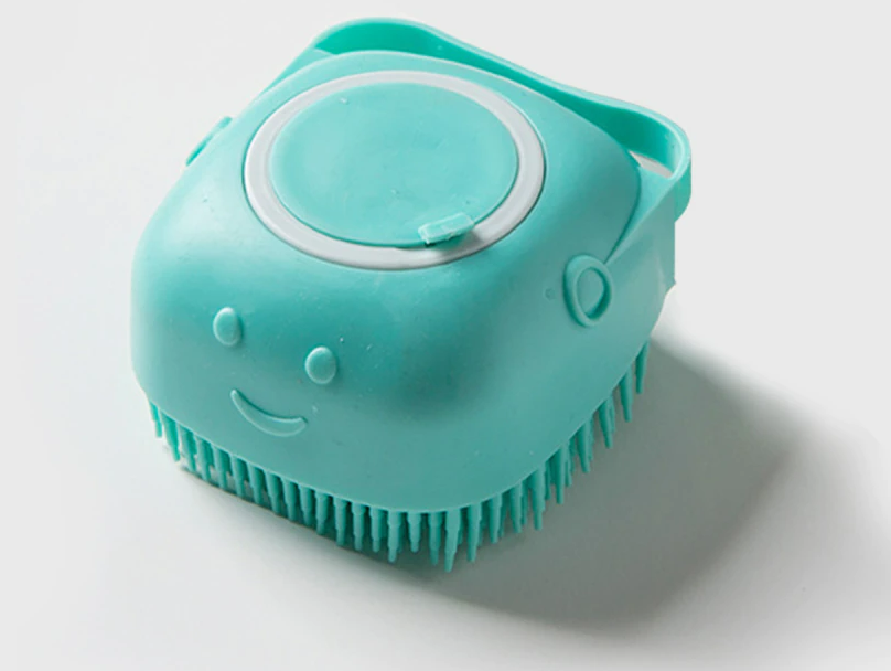Escova Massageadora de Banho para Pet com Dispensador de Shampoo Embutido